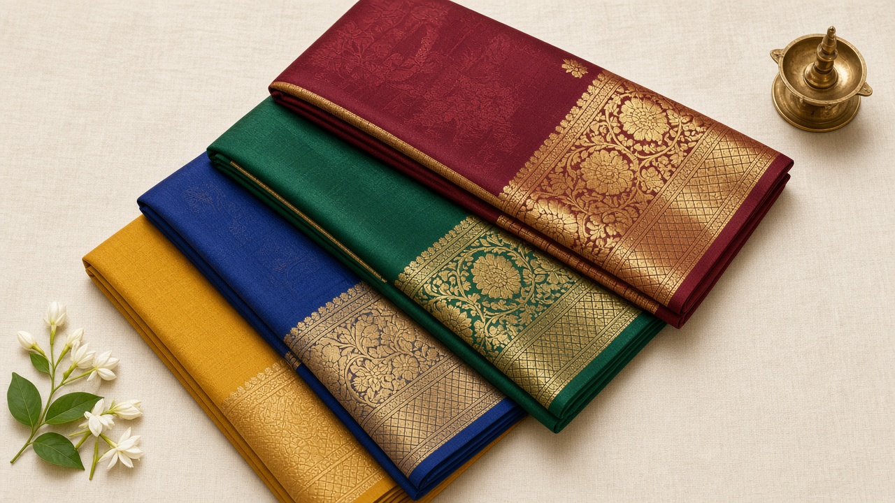 Silk sarees with gold zari borders